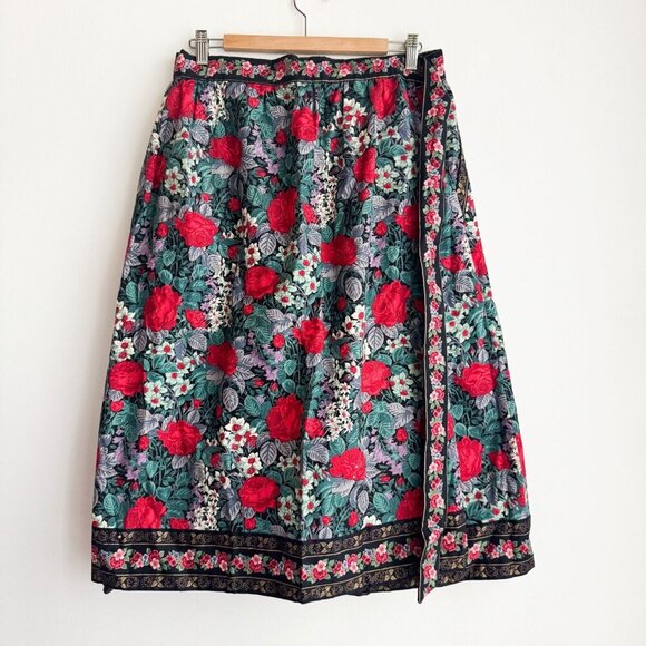 Suttles and Seawinds Reversible Wrap Skirt Floral L - Picture 3 of 10